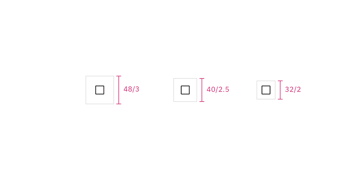 Example of trigger button container height sizes.